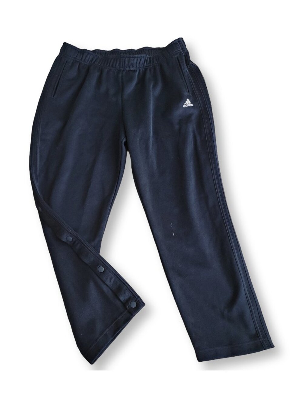 Adidas All Black Three Stripe Button Track Sweatpants (XL)